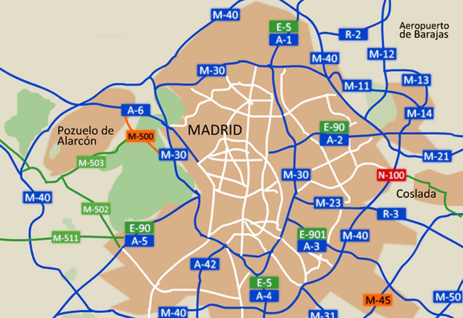 Mapa carreteras madrid m40 m30